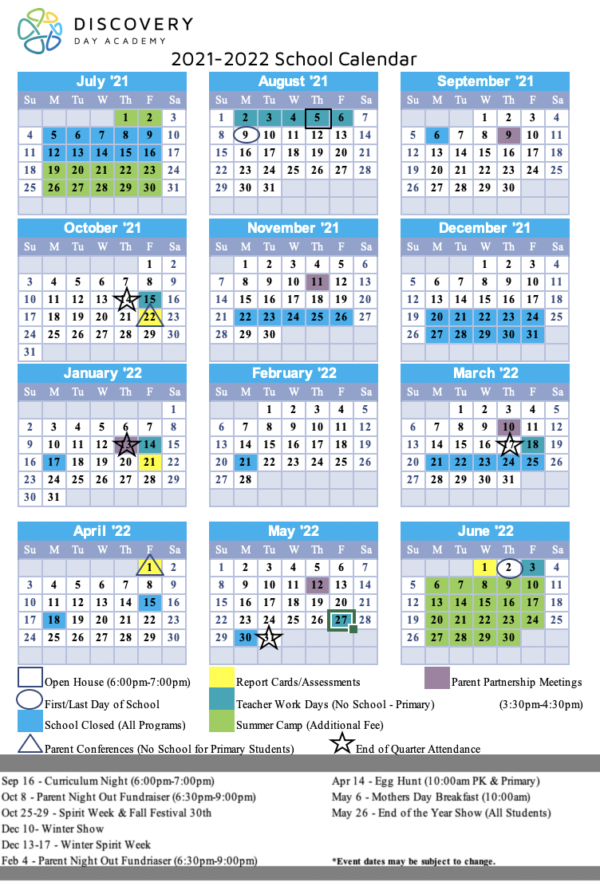 Pinkerton Academy Calendar 20212022